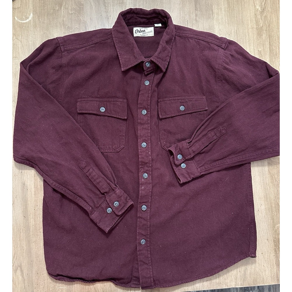 Orton Brothers Chamois Shirt Mens XL Red Cotton Western Button Down Maroon